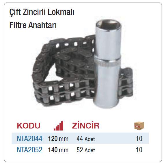 Nttools NTA2044 120mm Çift Zincirli Lokmalı Filtre Anahtarı