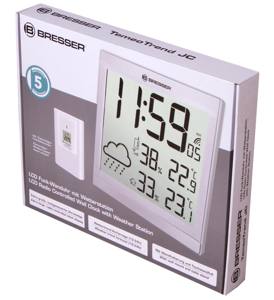 Bresser TemeoTrend JC LCD RC Weather Station (Wall clock), silver