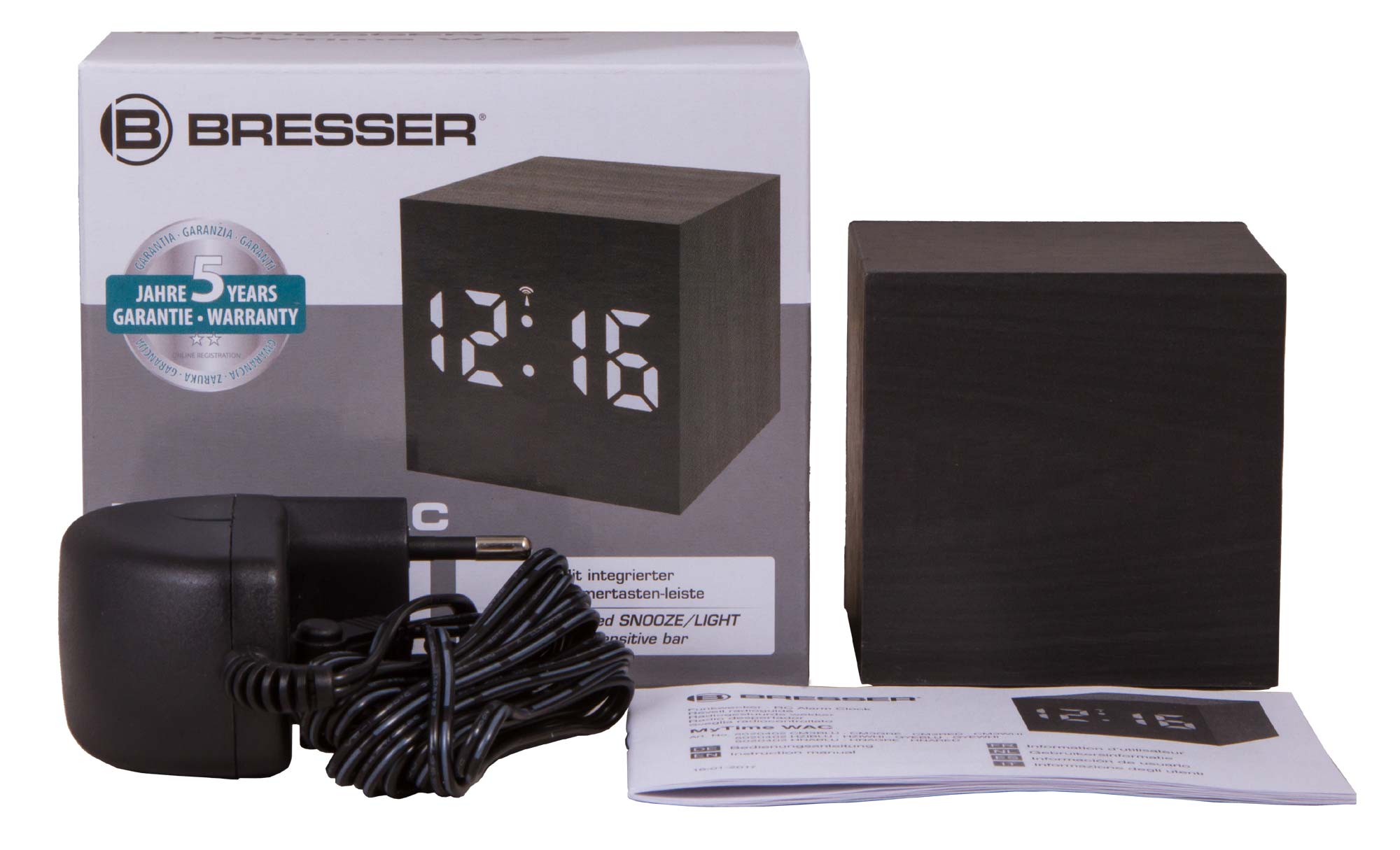 Bresser MyTime WAC Tabletop Alarm Clock, black