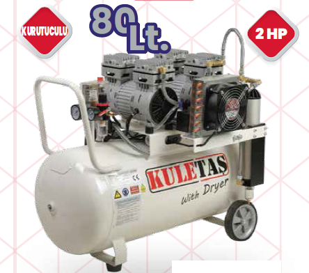 Kuletaş 80lt Kurutuculu Sessiz Yağsız Hava Kompresörü