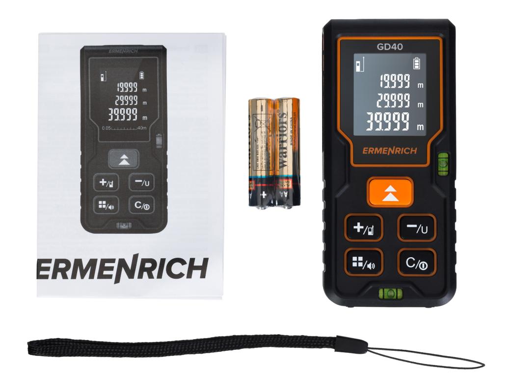 Ermenrich Reel PLUS GD40 Lazer Metre, siyah