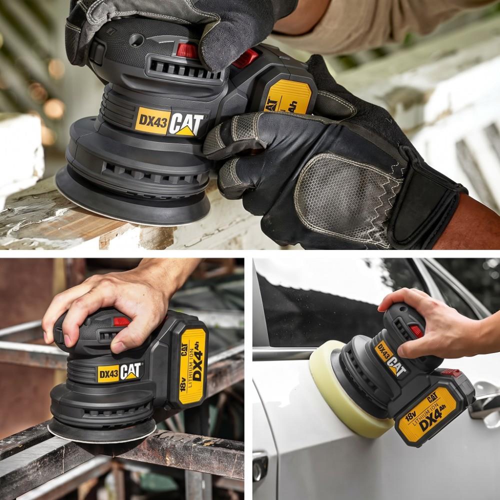 CAT DX43B 18Volt 125mm Kömürsüz Devir Ayarlı Profesyonel Eksantrik Zımpara (Akü Dahil Değildir)