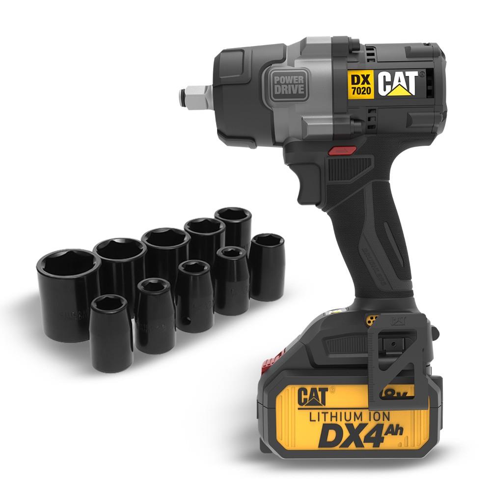 CAT DX7020.1 18Volt 4.0 Ah Çift Akülü Kömürsüz 700/880Nm Profesyonel Şarjlı Somun Sıkma + 10 Adet Lokma Ucu