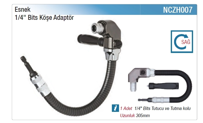 Nttools NCZH007 1/4’’ Esnek Bits Köşe Adaptör