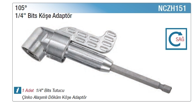 Nttools NCZH151 1/4’’ Bits Köşe Adaptör