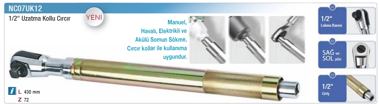 Nttools NC07UK12 1/2’’ Uzatma Kollu Cırcır