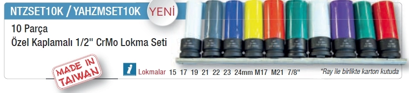 Yama YAHZMSET10K 10 Parça Özel Kaplamalı CrMo Lokma Seti