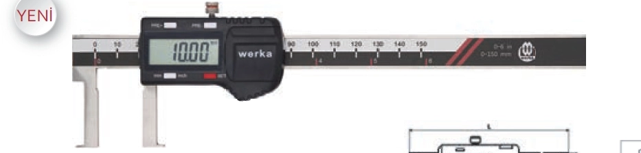 Werka W2251-200-40A 20-200mm İç Yiv/Çap Dijital Kanal Kumpası
