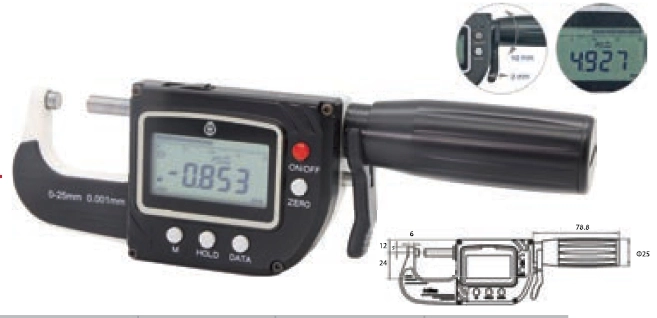 Werka W3221-25 0-25mm Yüksek Hassasiyetli Göstergeli Dijital Snap Mikrometre