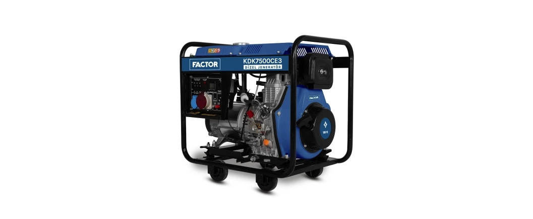 Factor KDK7500CE3 6.9kVa Dizel İpli - Marşlı Trifaze Jeneratör