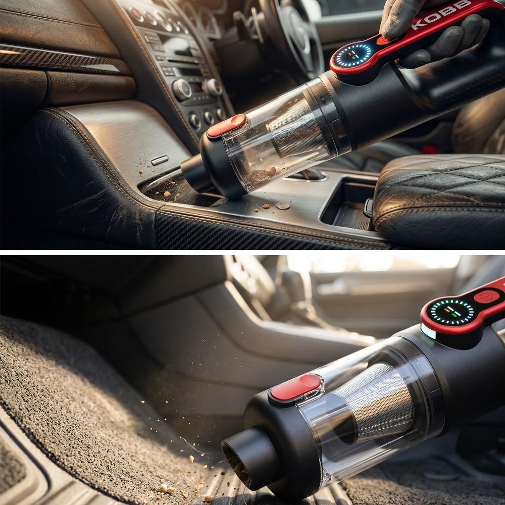 KOBB KBV20 12Volt/ Li-ion Şarjlı Kömürsüz Motor Hibrit Araç Süpürgesi + 8 Parça Aksesuar Seti + Taşıma Çantası