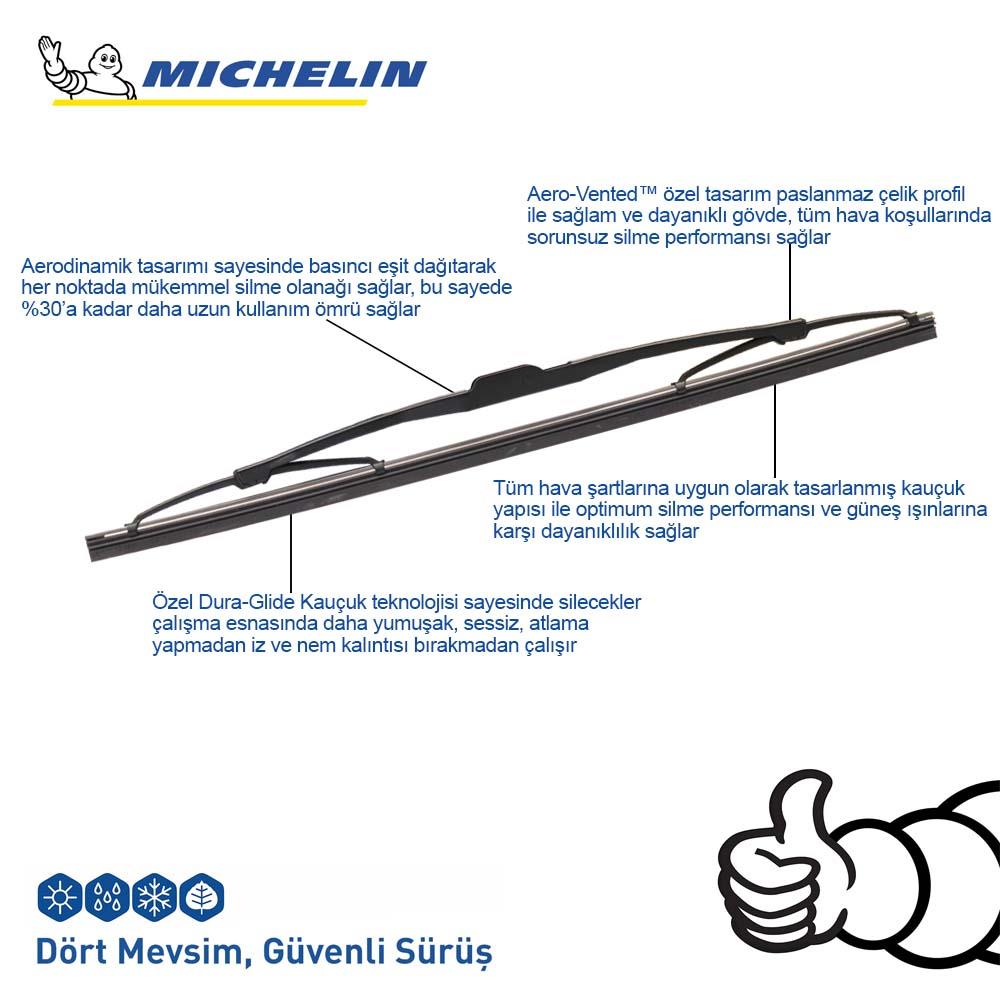 Michelin Rainforce™ MCR280 28CM 1 Adet Universal Telli Arka Silecek