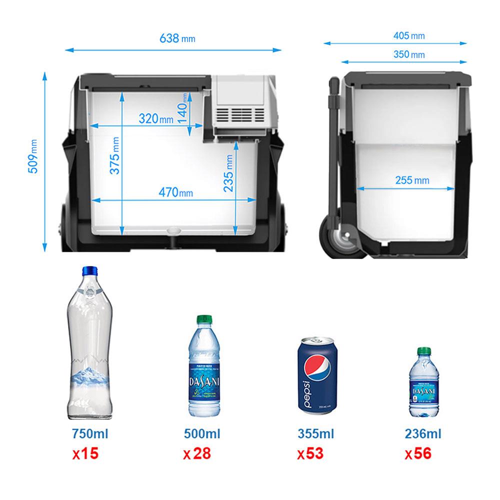 Acopower PX40 12/24/220V 40Litre Kompresörlü Tekerlekli Outdoor Oto Buzdolabı (Akü Dahil Değildir)