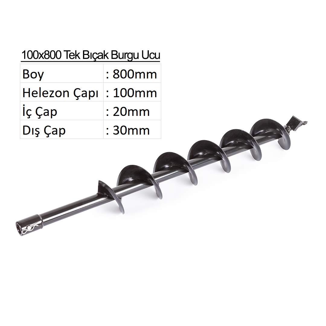 Balatlı Tek Bıçak Toprak Burgu Ucu YP-TB-100x800 mm