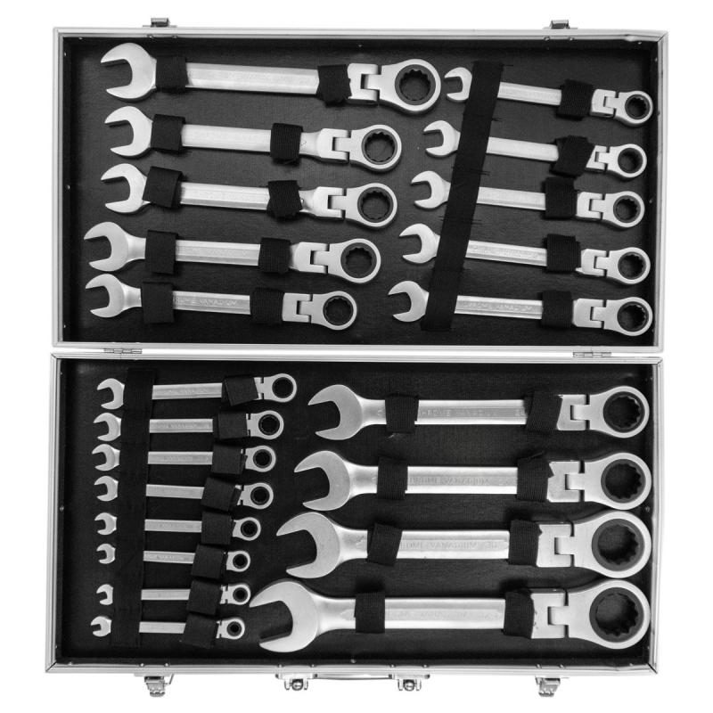 Mafsallı Cırcır Kombine Anahtar Takımı 72 Diş 6-32mm 22 Parça