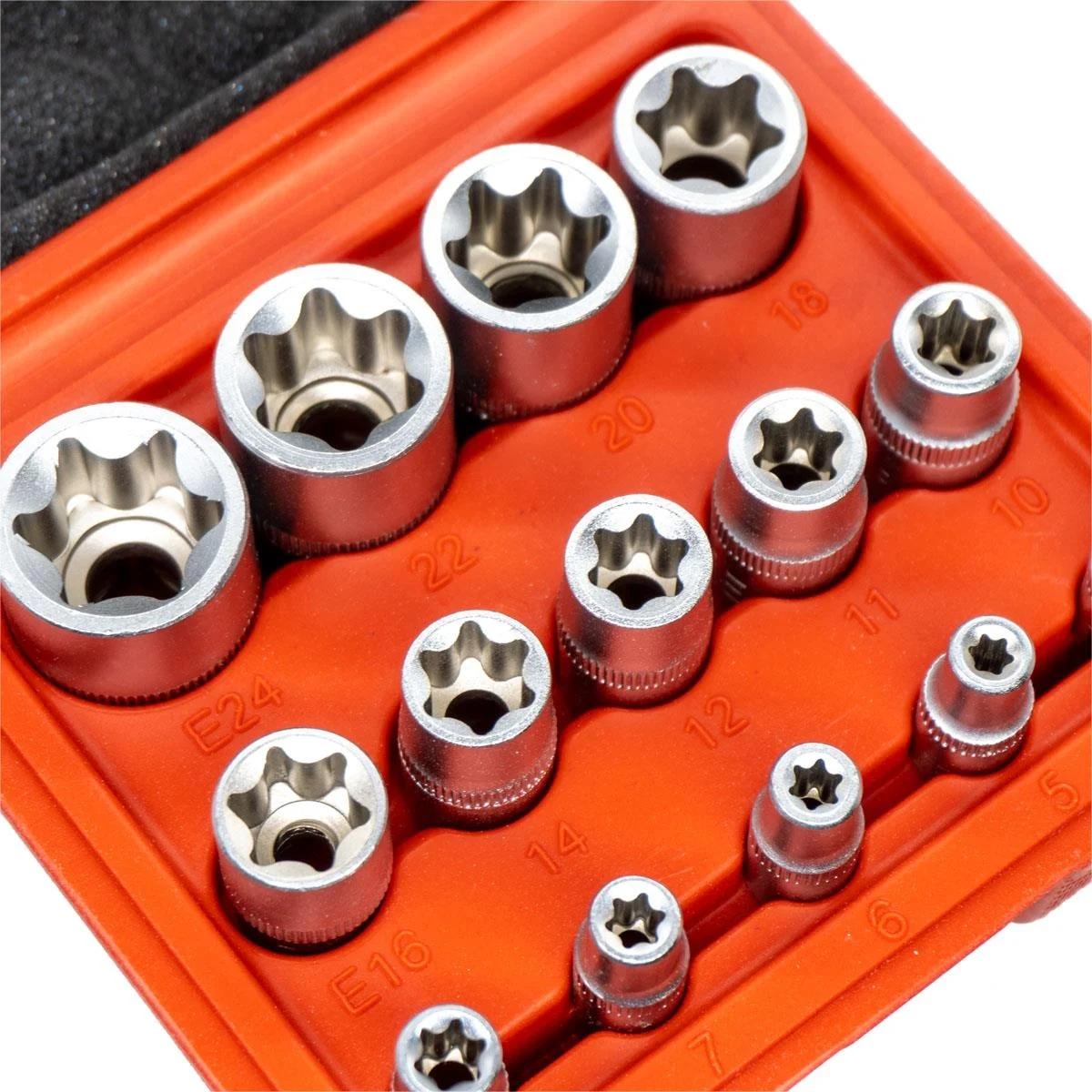 Ricvip 1/2’’- 3/8’’-1/4’’ Torx Lokma Anahtar Seti 14 Parça