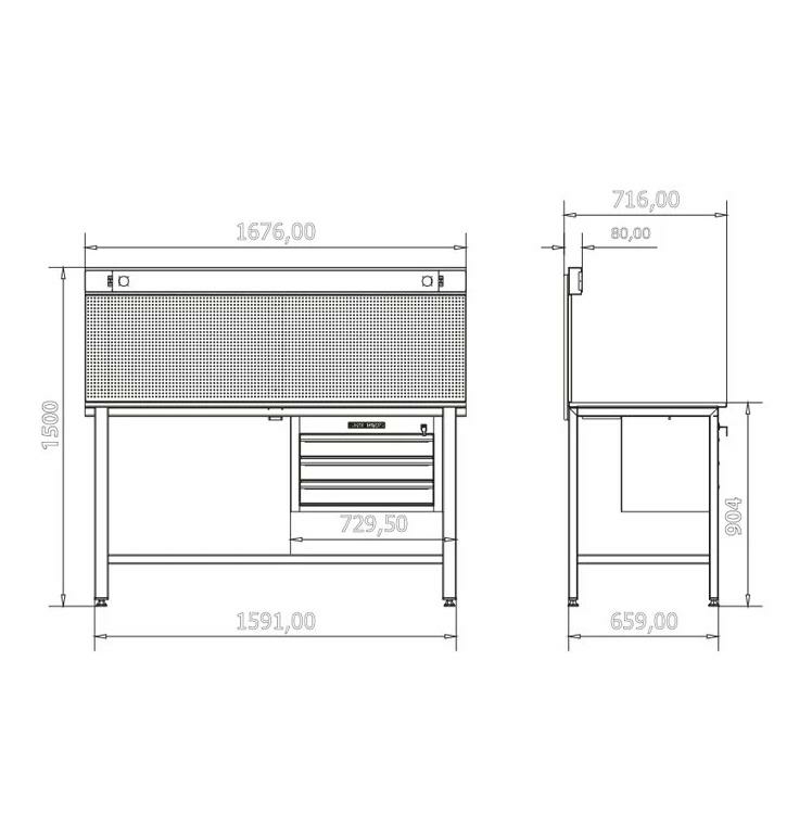 İzeltaş 8500 34 6001 Servis Masası Boş (Panolu)