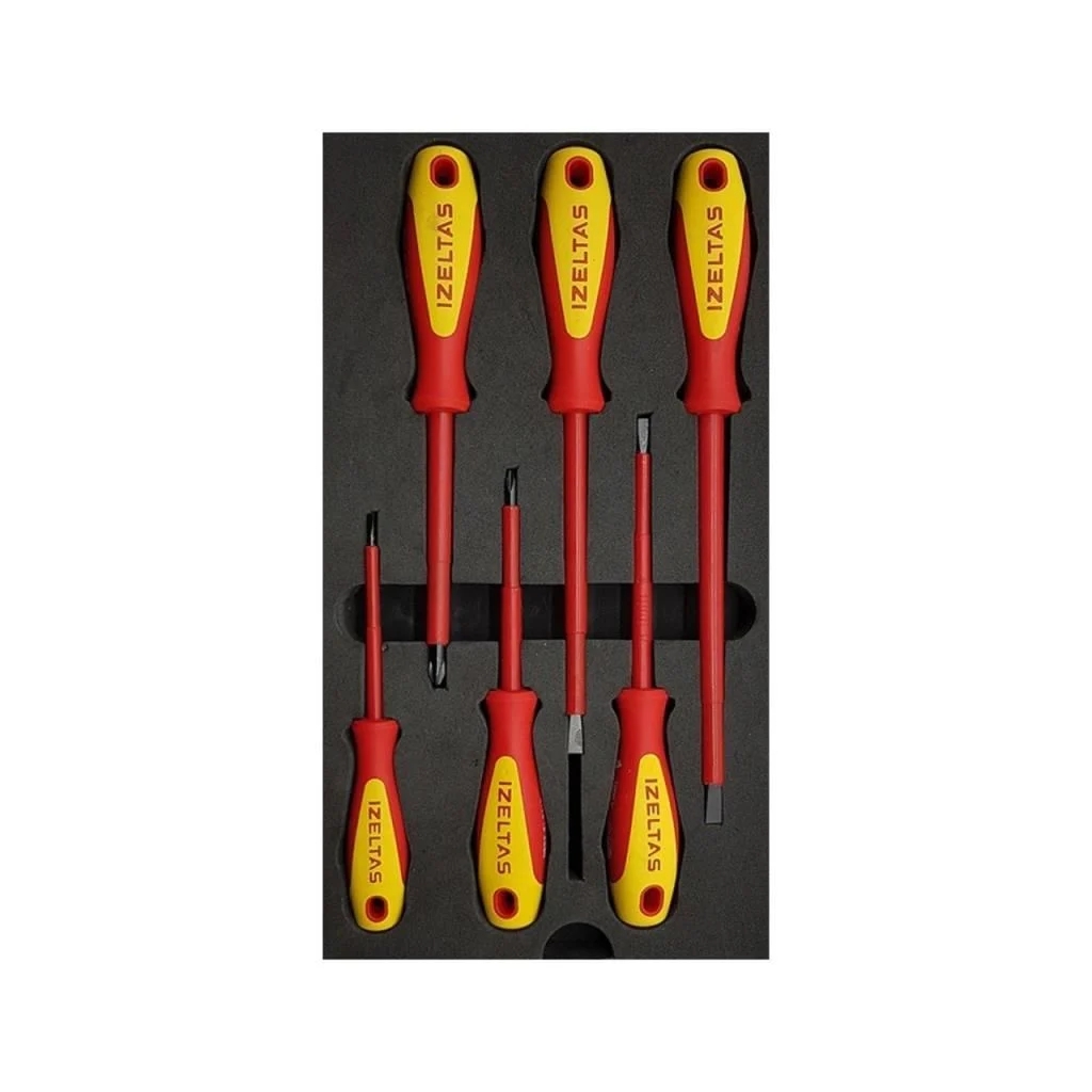 İzeltaş 4140 00 9106 1000V İzoleli Elektrikçi Tornavida Seti (6 Parça)