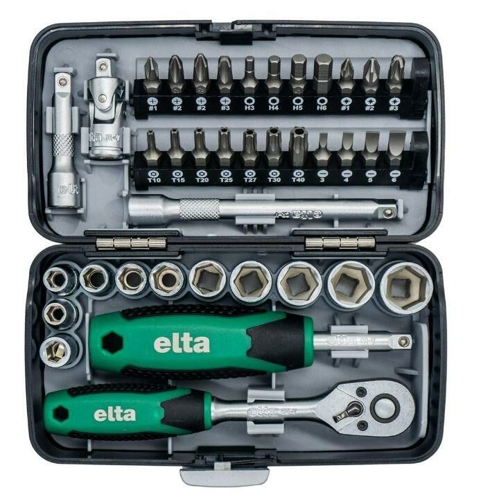 Elta 14000 005078 1/4” Cırcır Lokma Anahtar & Bits Set (38 parça, mm)