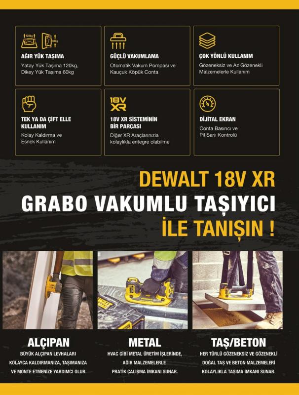 Dewalt DCE590D1T 18V XR Grabo Vakumlu Taşıyıcı 2.0Ah
