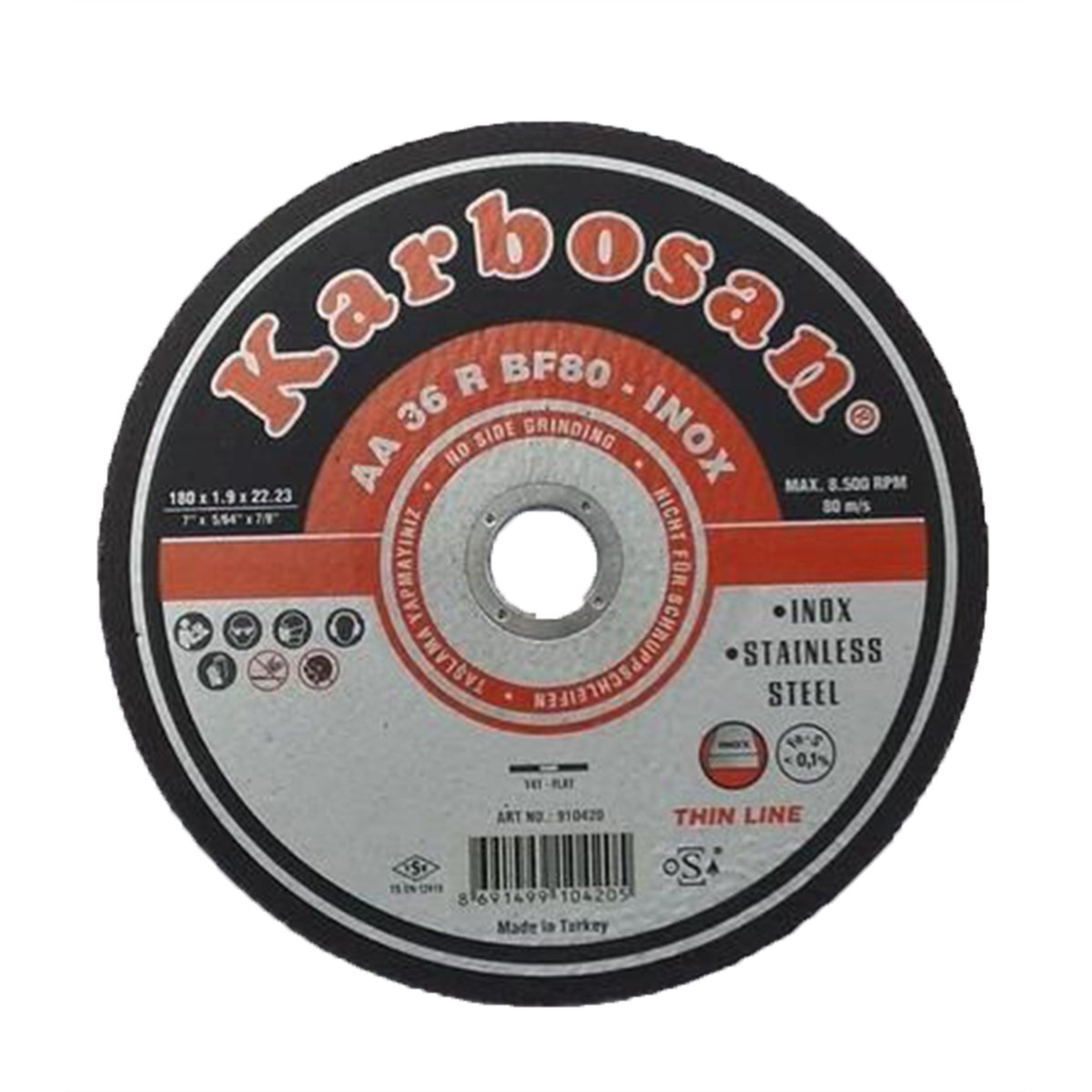 Karbosan 910420 180x1.9x22.23 İnce Kesme Diski 25’li Kutu (İnox)
