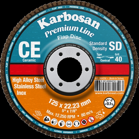 Karbosan 984265 80 Kum 125x22.23 CE Premium Line Flap Disk 10’lu
