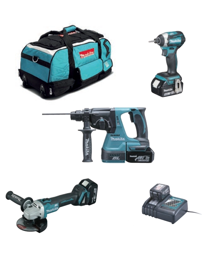 Makita DLX3070TX 18V Akülü Taşlama + Kırıcı - Delici + Vidalama Seti 3x5.0Ah