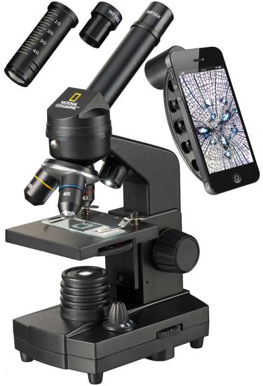 Bresser National Geographic 40x–1280x Microscope with Smartphone Holder