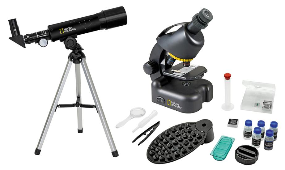 Bresser National Geographic Set: 50/360 AZ Telescope and 40x–640x Microscope