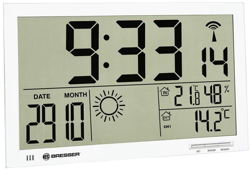 Bresser MyTime Jumbo LCD Wall Clock, white