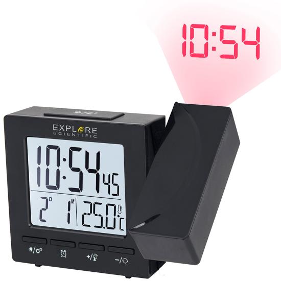 Explore Scientific RC Digital Projection Clock with Indoor Temperature, black