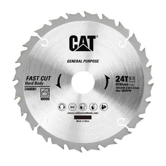 CAT DA08001 184x30mm Ahşap Kesme Elmas, Daire Testere Bıçağı 24 Diş