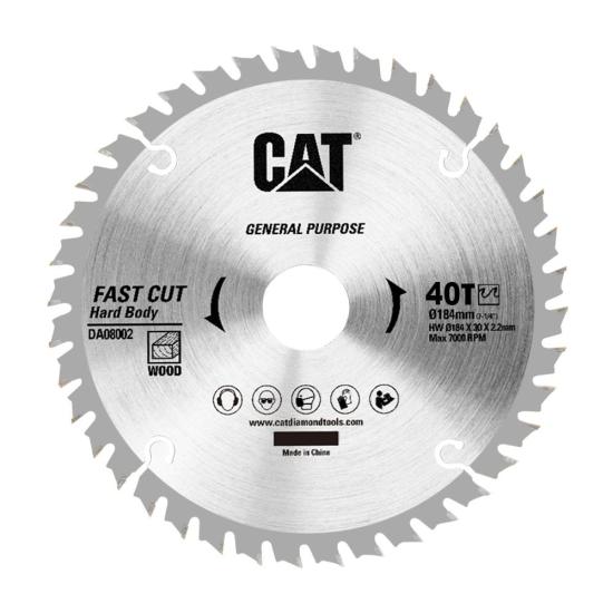 CAT DA08002 184x30mm Ahşap Kesme Elmas, Daire Testere Bıçağı 40 Diş