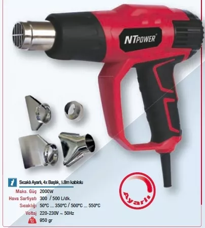 Nttools K-3005 2000W Ayarlı Sıcak Hava Tabancası