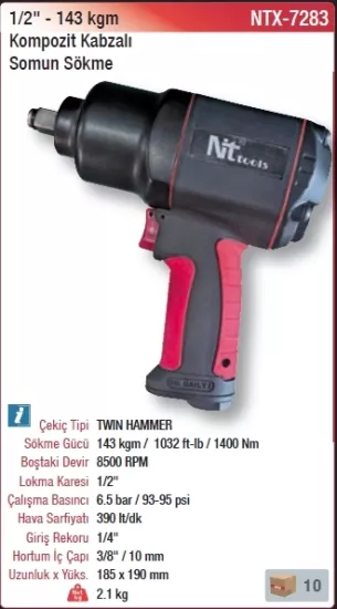 Nttools NTX-7283 1/2’’ Kompozit Kabzalı Somun Sökme 1400Nm