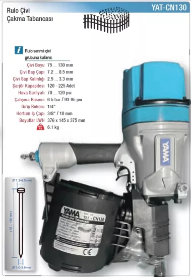 Yama YAT-CN130 Havalı Rulo Çivi Çakma Tabancası