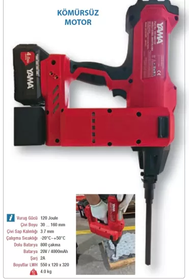 Yama YAT-NBD120 Akülü 120 JOULE Dübel / Mantolama Tabancası