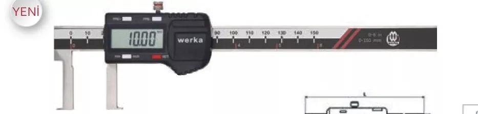 Werka W2251-300-80A 50-300mm İç Yiv/Çap Dijital Kanal Kumpası