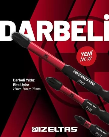 İzeltaş 14000 005906 25mm Ph3 Darbeli Yıldız Bits Uç (10’lu)