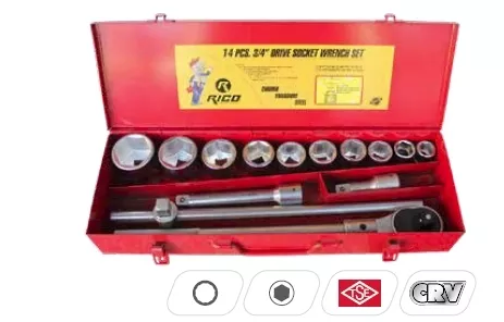 Rico 006-RC1013 14 Parça 3/4’’ Ağır Lokma Seti 6 Köşe
