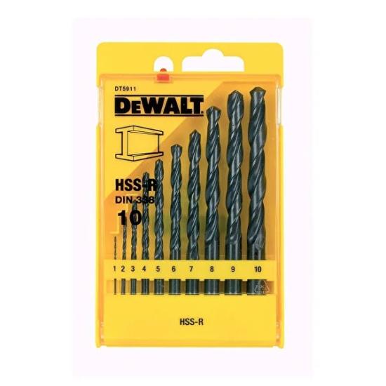 Dewalt DT5911 10 Parça (1,2,3,4,5,6,7,8,9,10mm) HSS-R Metal Matkap Uç Seti