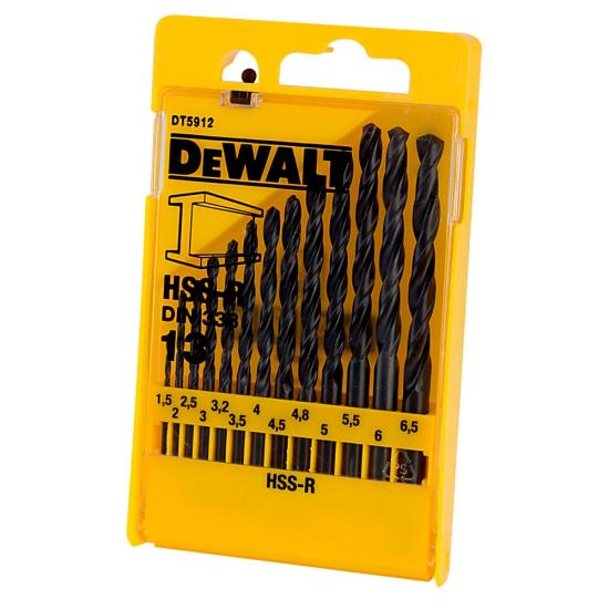 Dewalt DT5912 13 Parça ( 1.5, 2, 2.5, 3, 3.2, 3.5, 4, 4.5, 4.8, 5, 5.5, 6, 6.5mm) HSS-R Metal Matkap Uç Seti