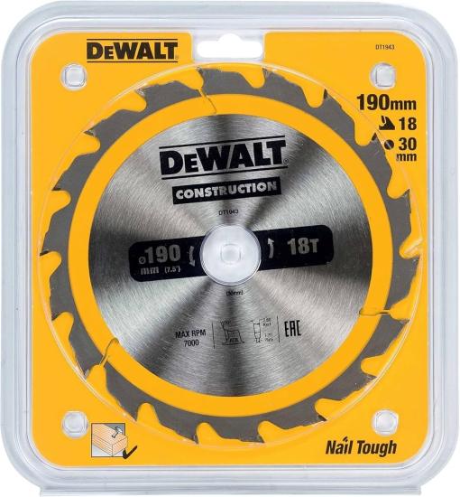 Dewalt DT1943 190*30 Ahşap Kesim Testere 18 Diş