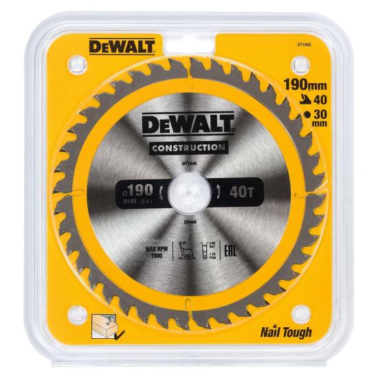 Dewalt DT1945 190*30 Ahşap Kesim Testere 40 Diş