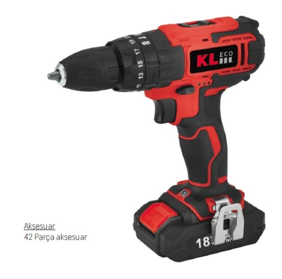 Kleco KE18DM-20DB 18V Şarjlı Darbeli Matkap 2x2.0Ah