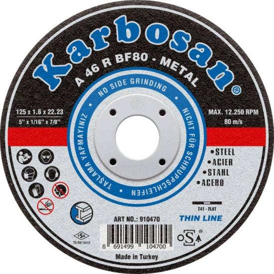 Karbosan 910470 125x1.6x22.23 İnce Kesme Diski 25’li Kutu