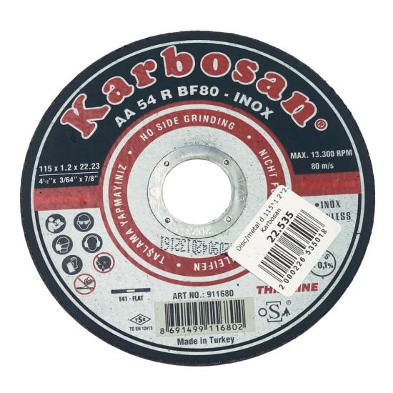 Karbosan 911680 115x1.2x22.23 İnce Kesme Diski 25’li Kutu (İnox)