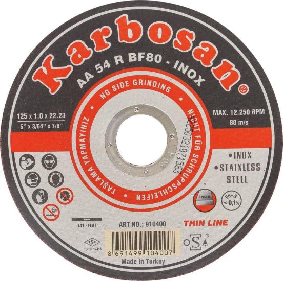 Karbosan 910400 125x1.0x22.23 İnce Kesme Diski 25’li Kutu (İnox)