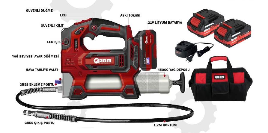Arm RB-HY01A 450ml 21V Akülü Gres Pompası 2x4.0Ah