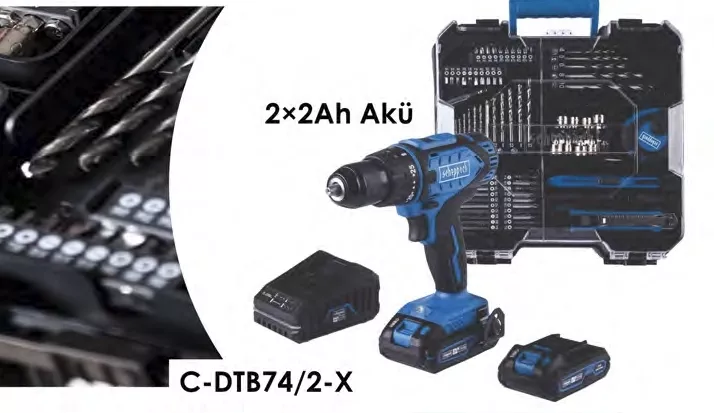 Scheppach C-DTB74/2-X Akülü Delme Vidalama 2x2.0Ah